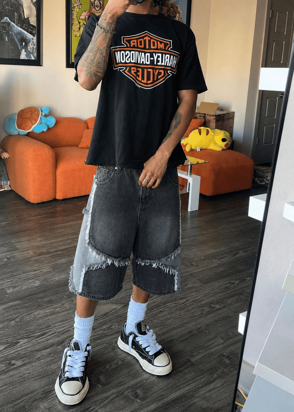 Contrast Black Shorts