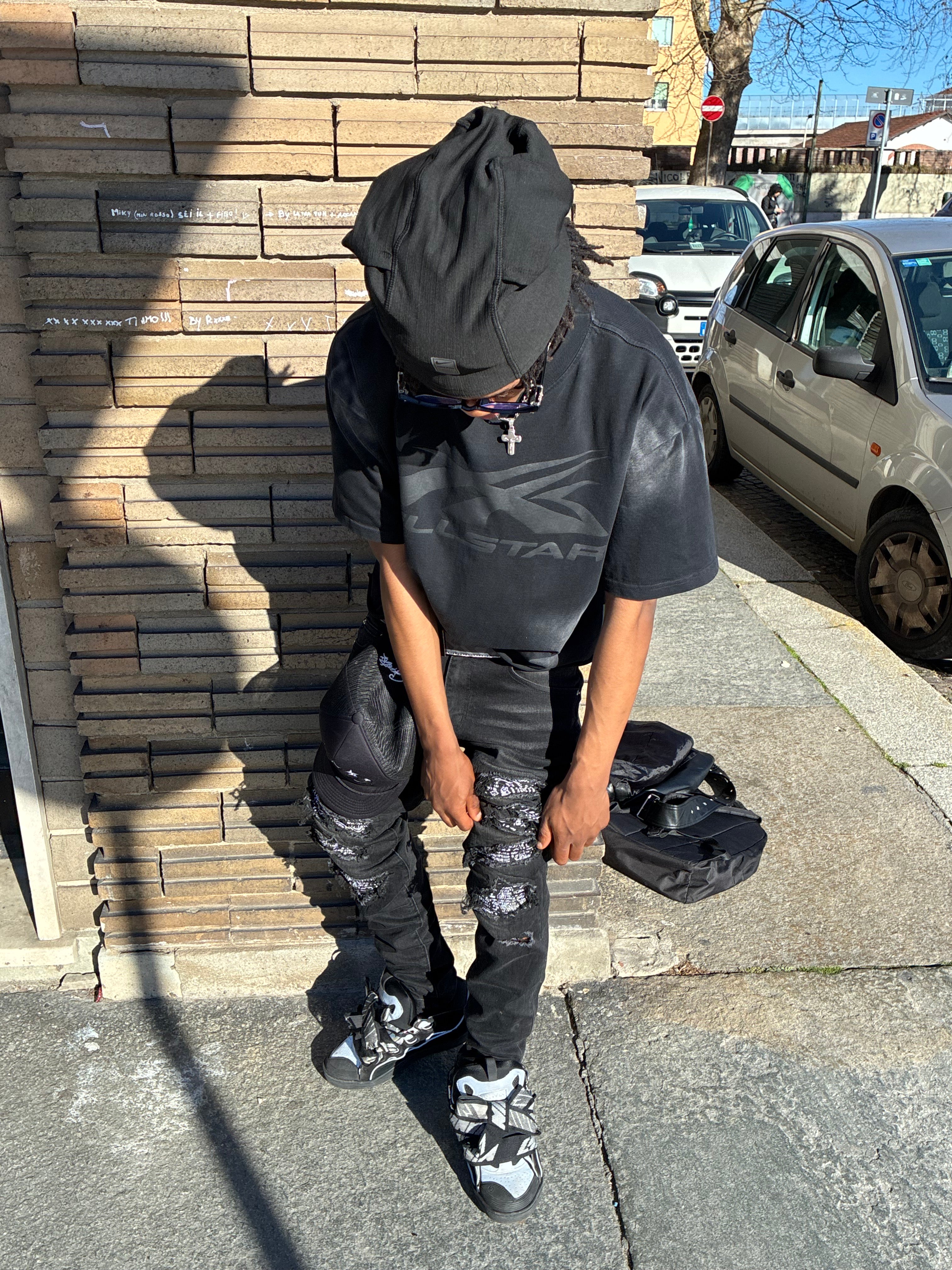 Black Bandana Patch Jeans