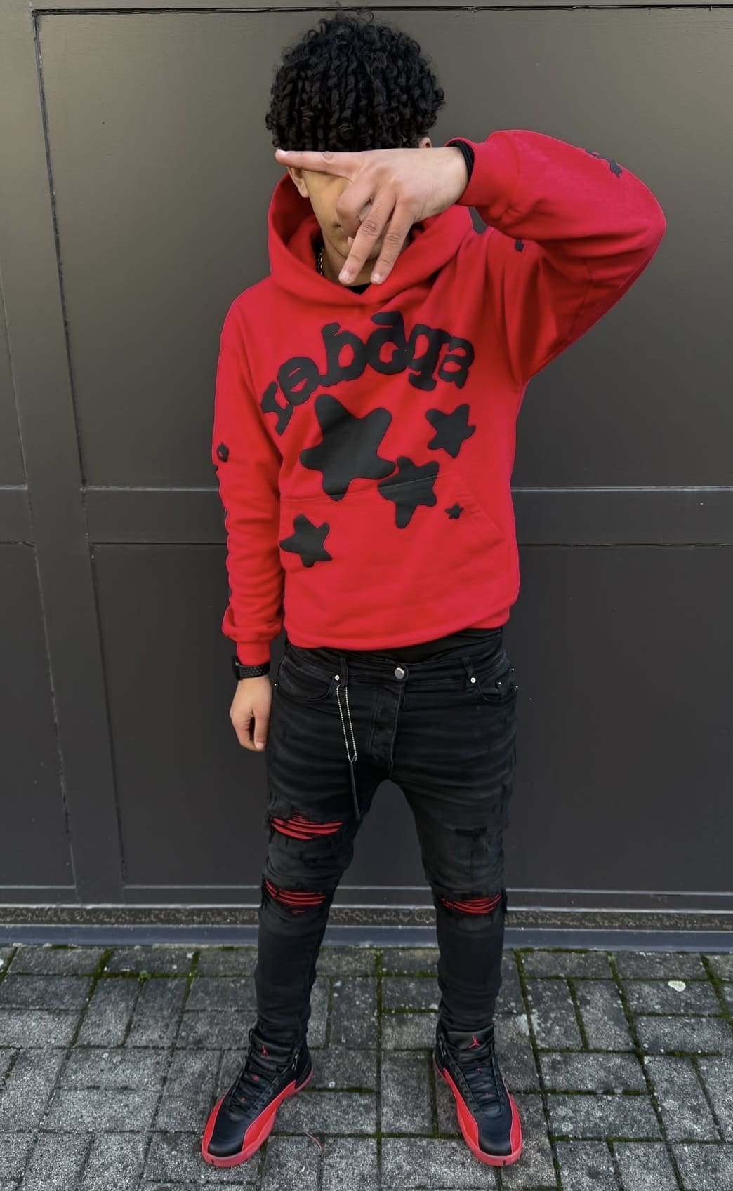 Red Patched Jeans