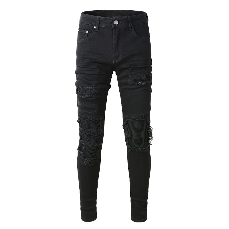Destroyed Black Patched Jeans
