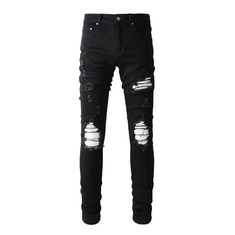 White Patched Dark Jeans