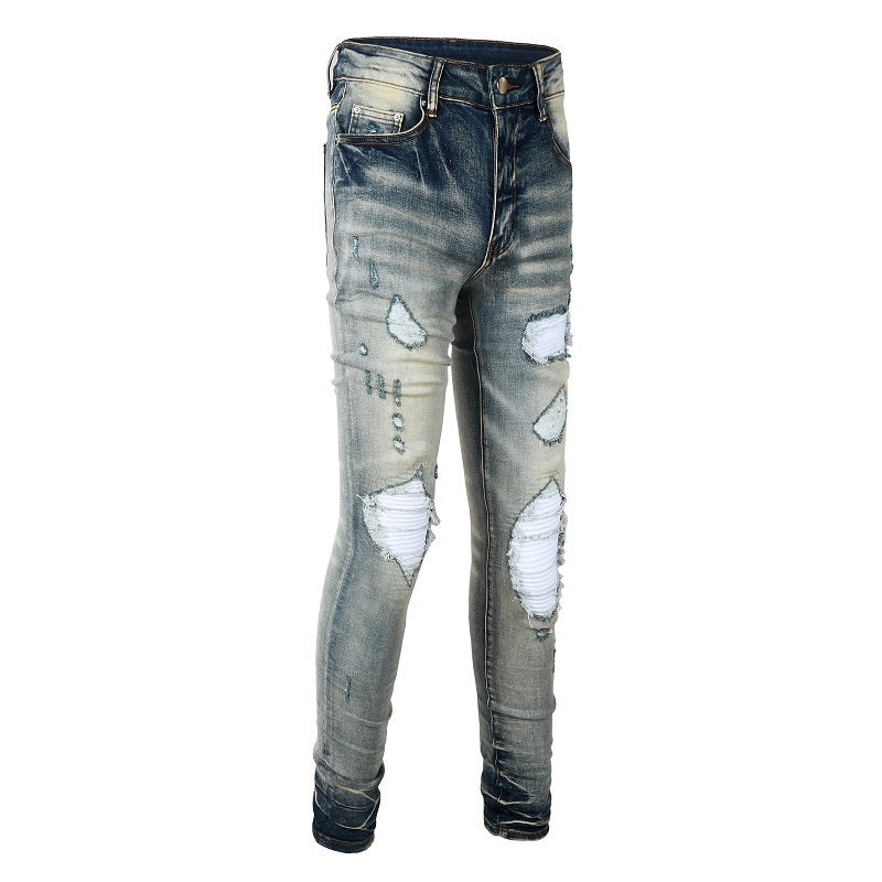 White Washed Patched Jeans