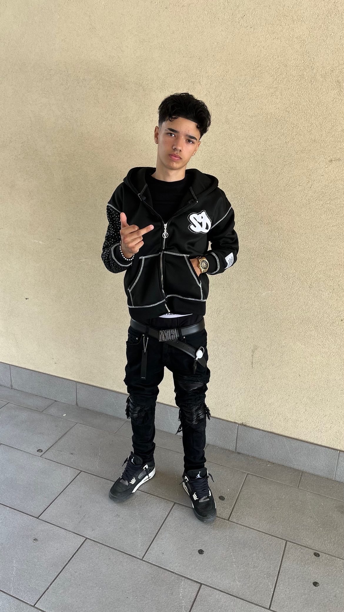 Stratched Total Black Jeans