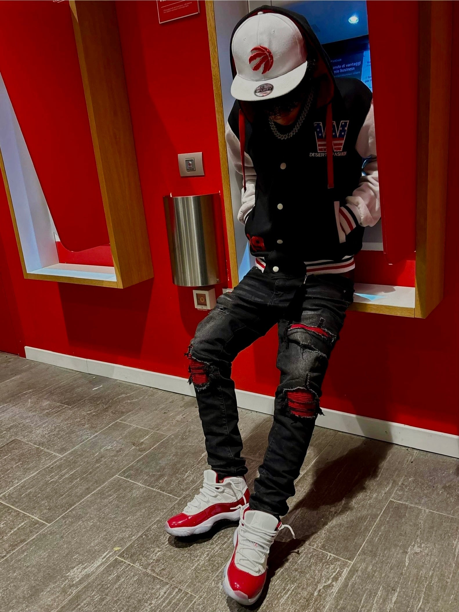 Red Patched Jeans