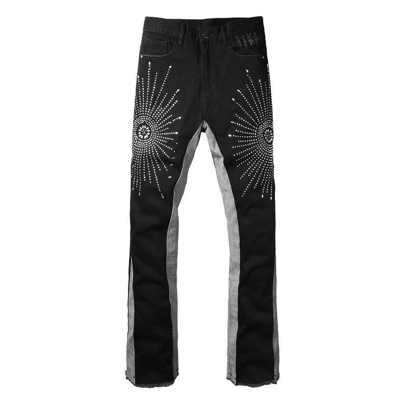 Diamond Contrast Flared Jeans