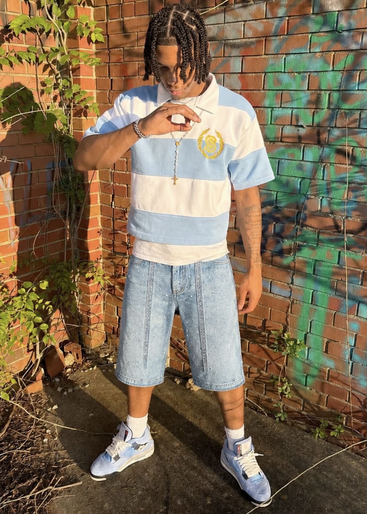 Sky Blue Diamond Shorts