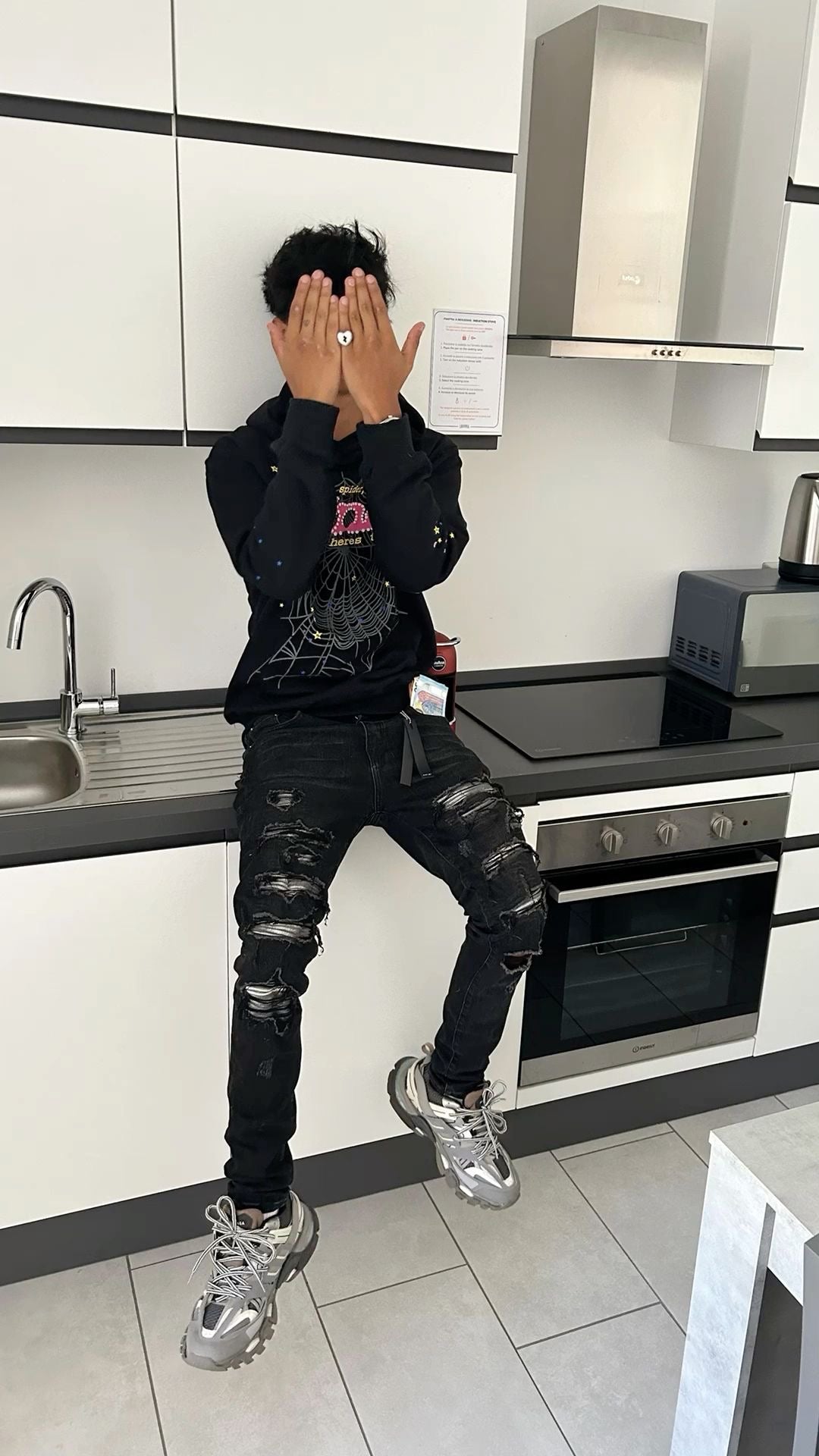 Black and Grey Patched Jeans