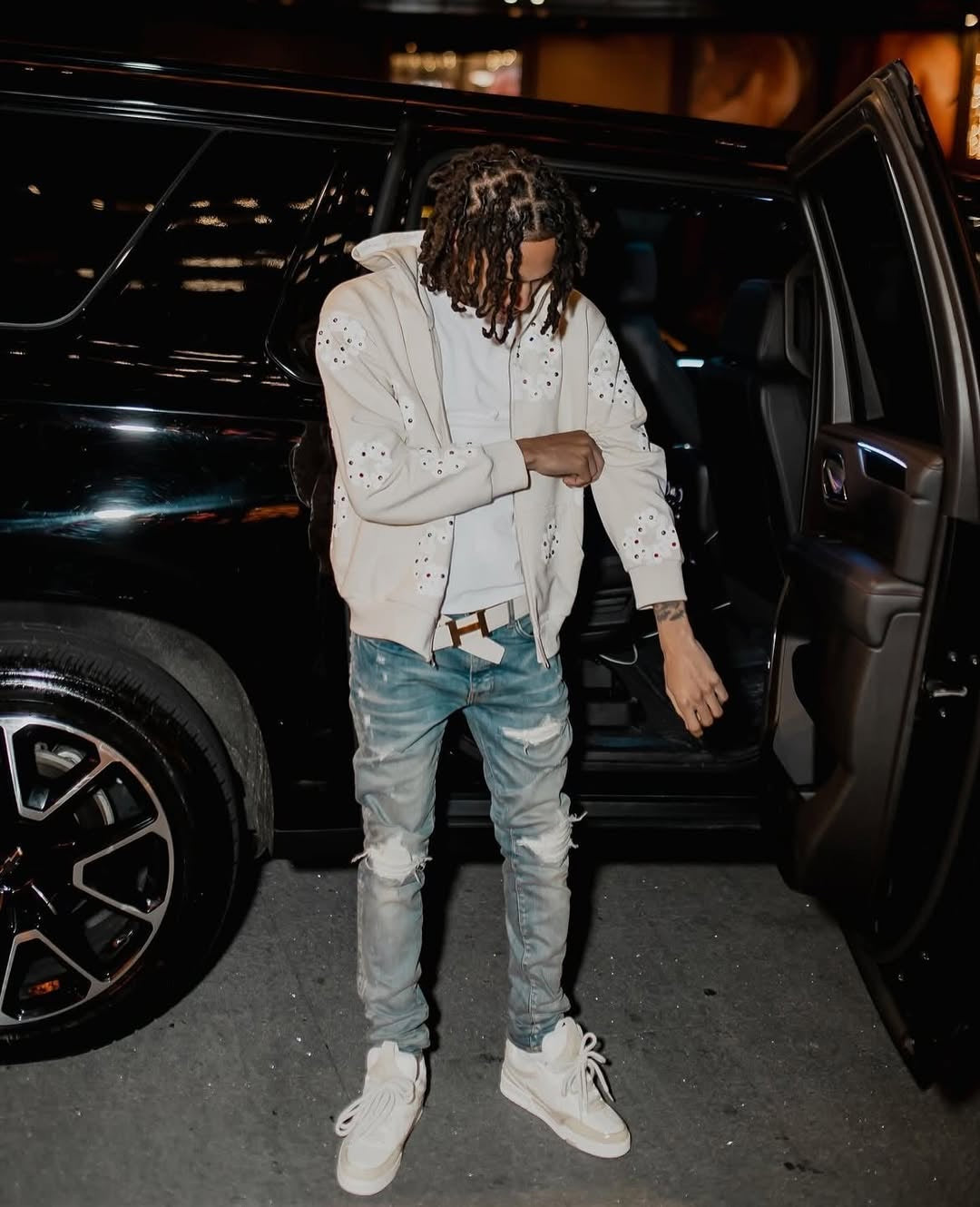White Patched Jeans
