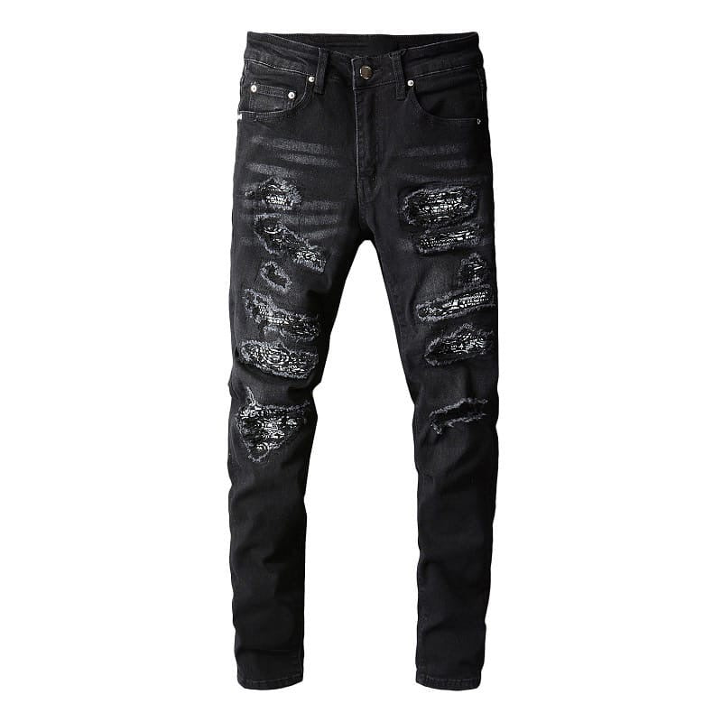 Black Bandana Patch Jeans