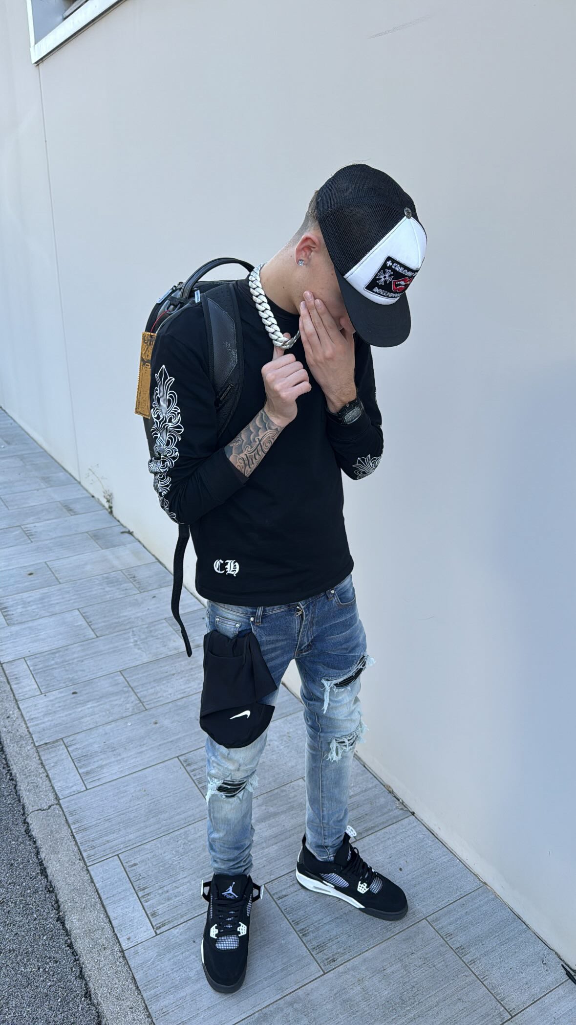 Washed Black Patch Jeans