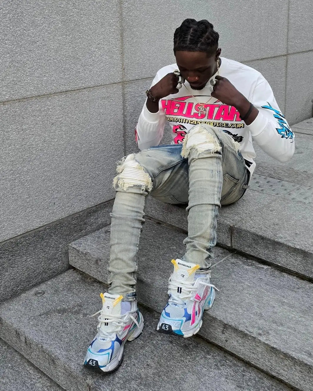 White Washed Patched Jeans