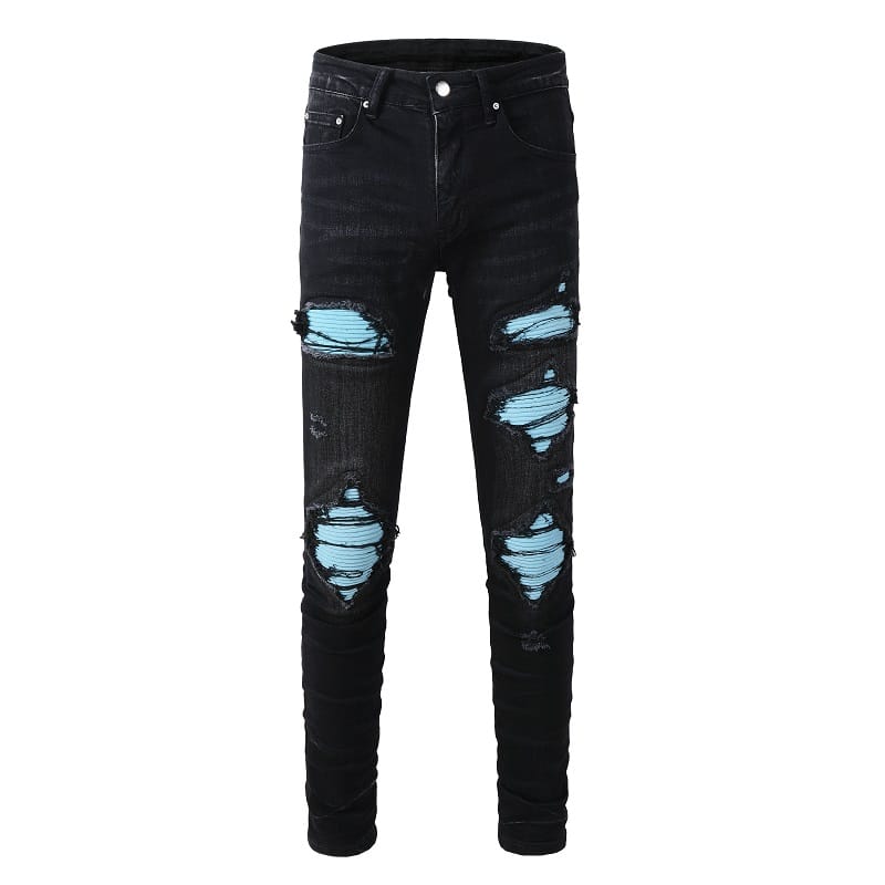 Blue Patch Black Jeans