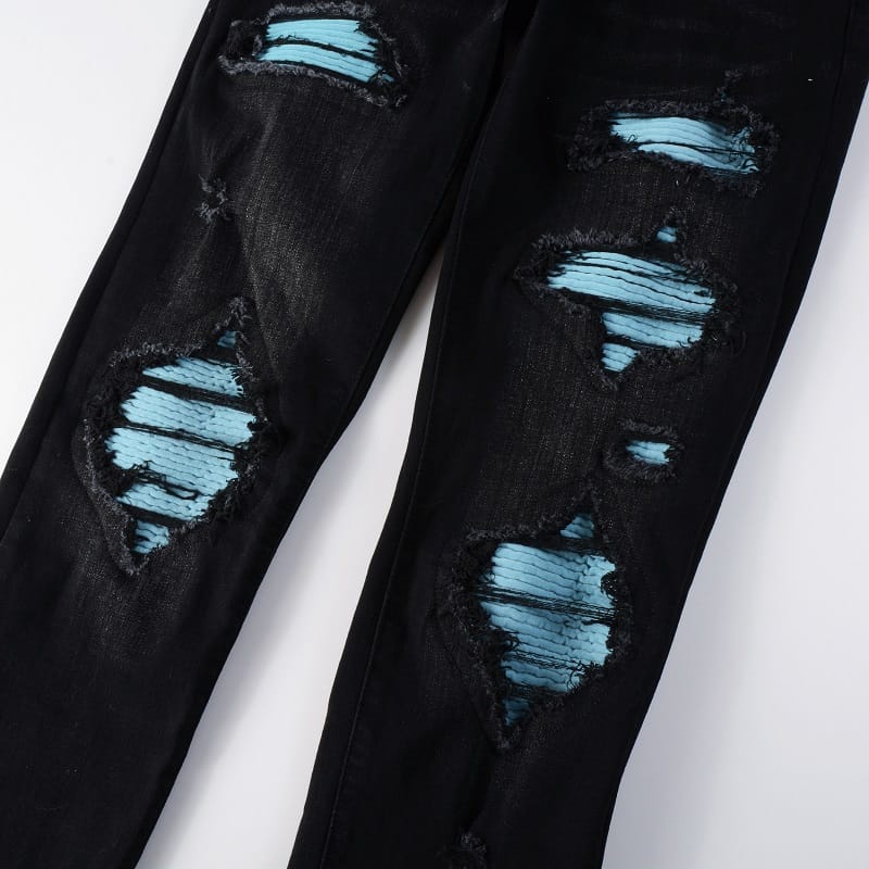 Blue Patch Black Jeans