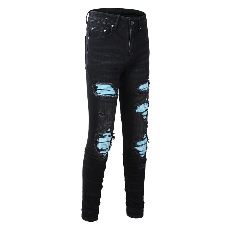 Blue Patch Black Jeans