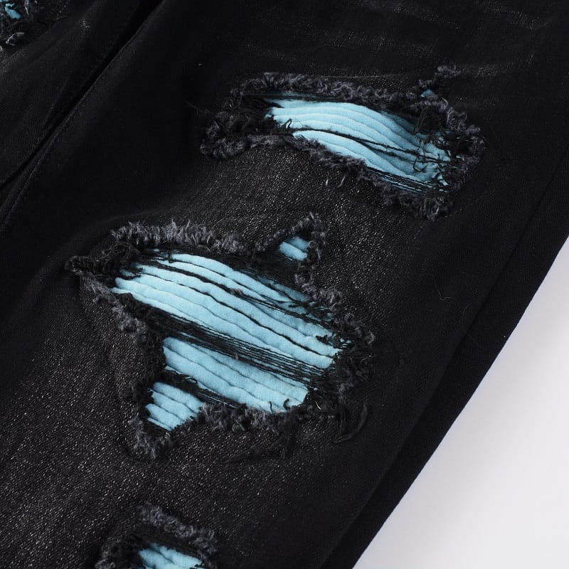 Blue Patch Black Jeans