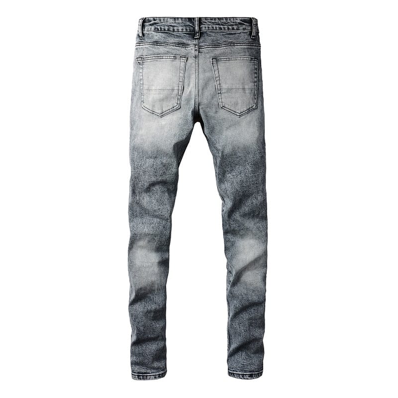 Grey Black Patch Jeans