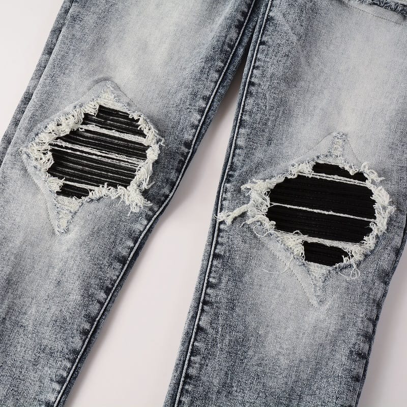 Grey Black Patch Jeans