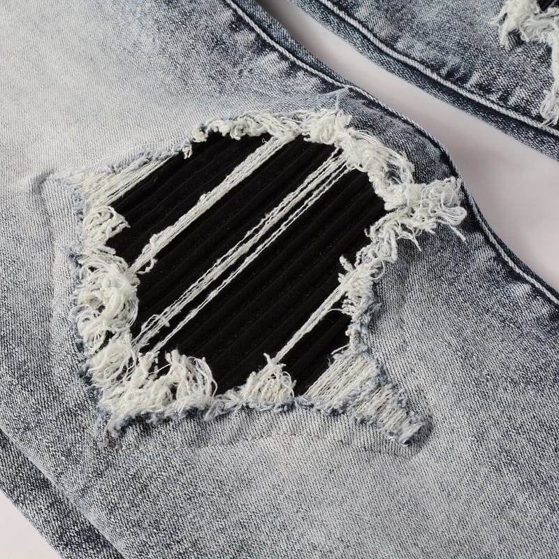 Grey Black Patch Jeans