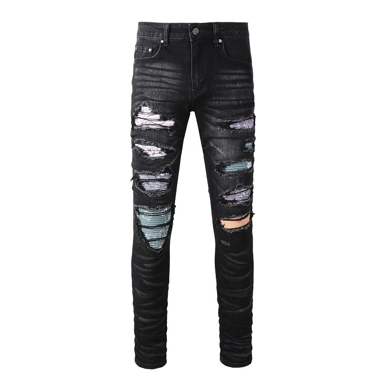 Mixed Bandana Black Jeans