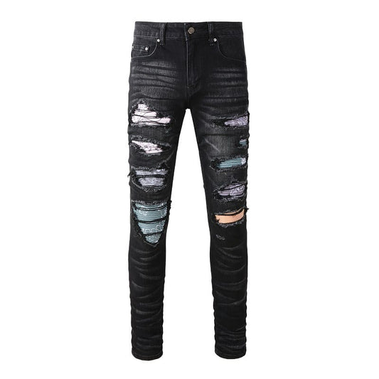 Mixed Bandana Black Jeans