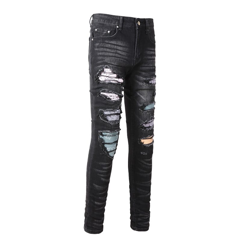 Mixed Bandana Black Jeans