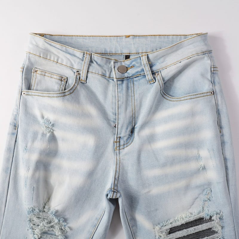 Clear Grey Patch Jeans