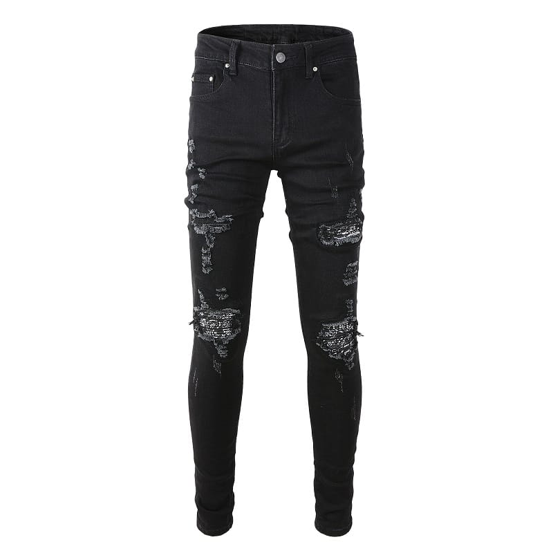 Destroyed Black Bandana Jeans