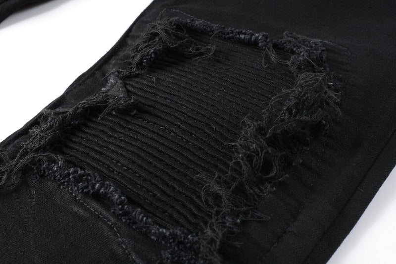 Destroyed Black Patched Jeans