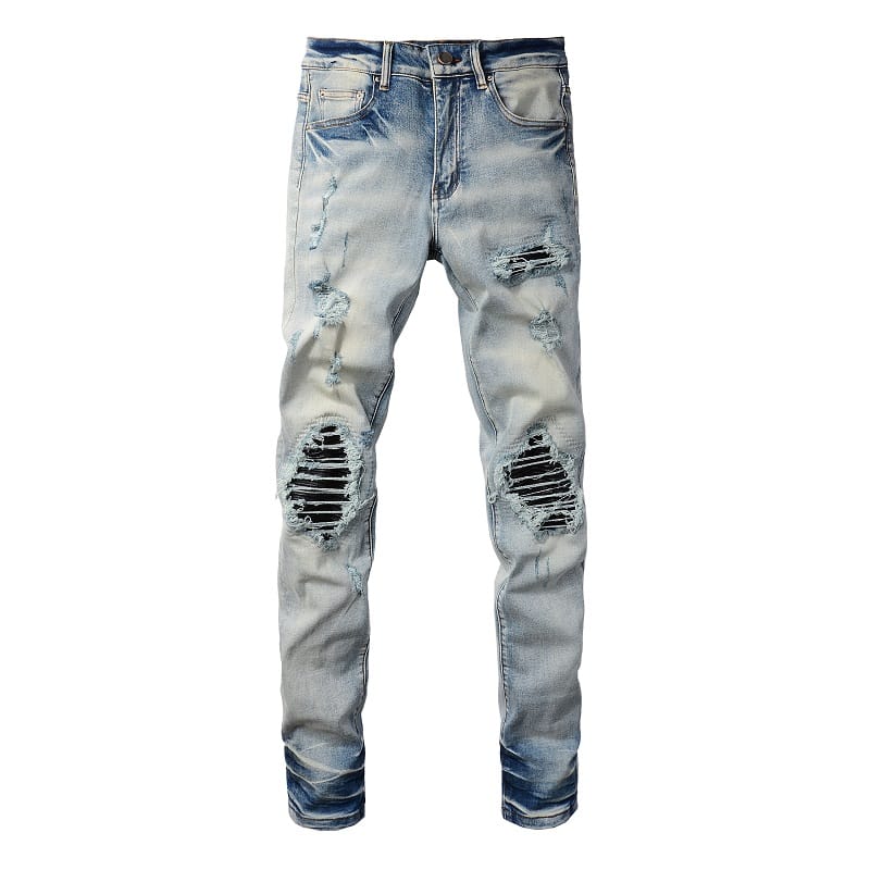 Clear Black Patch Denim Jeans