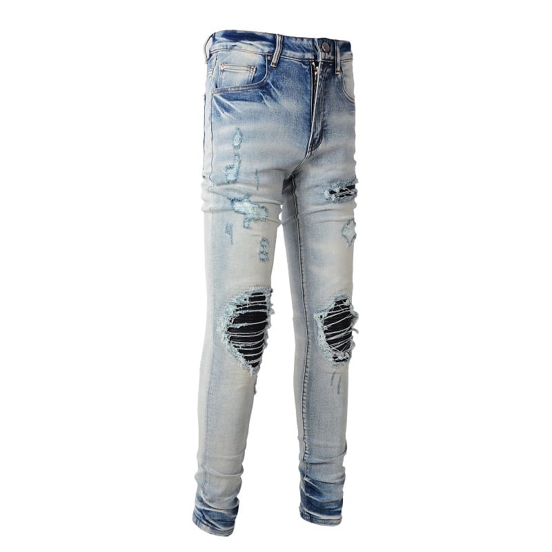 Clear Black Patch Denim Jeans