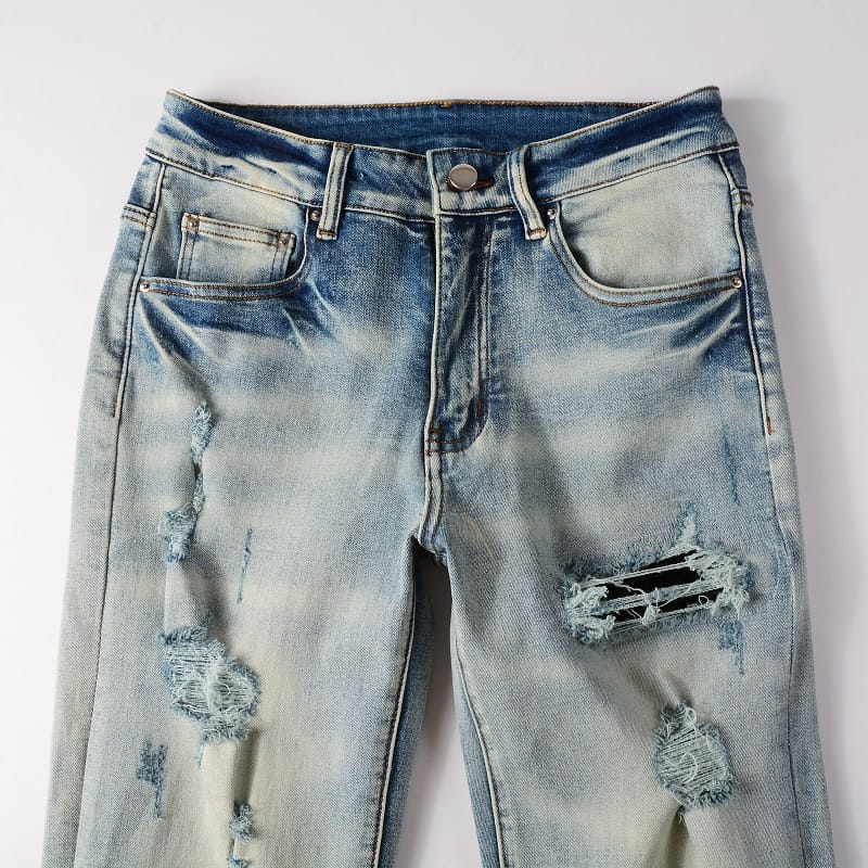 Clear Black Patch Denim Jeans