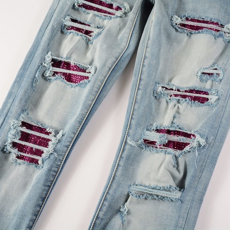 Purple Diamond Patch Jeans