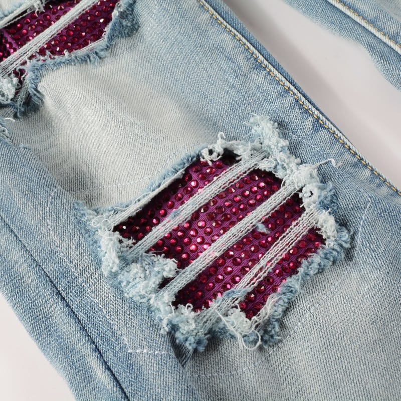 Purple Diamond Patch Jeans