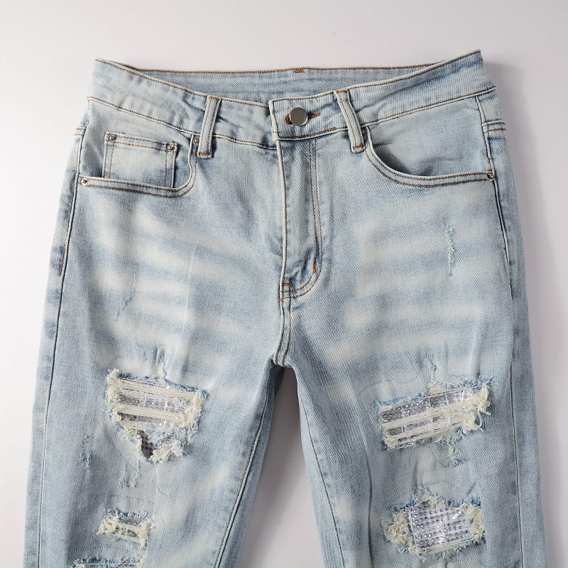 Clear Diamond White Patch Jeans