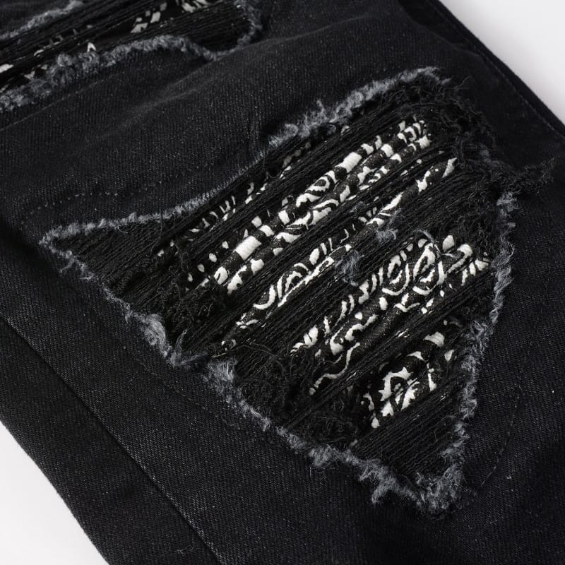 Black Bandana Patch Jeans