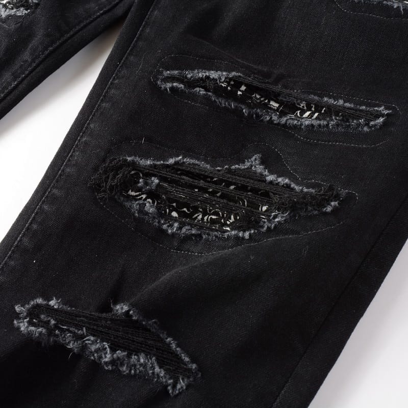 Black Bandana Patch Jeans