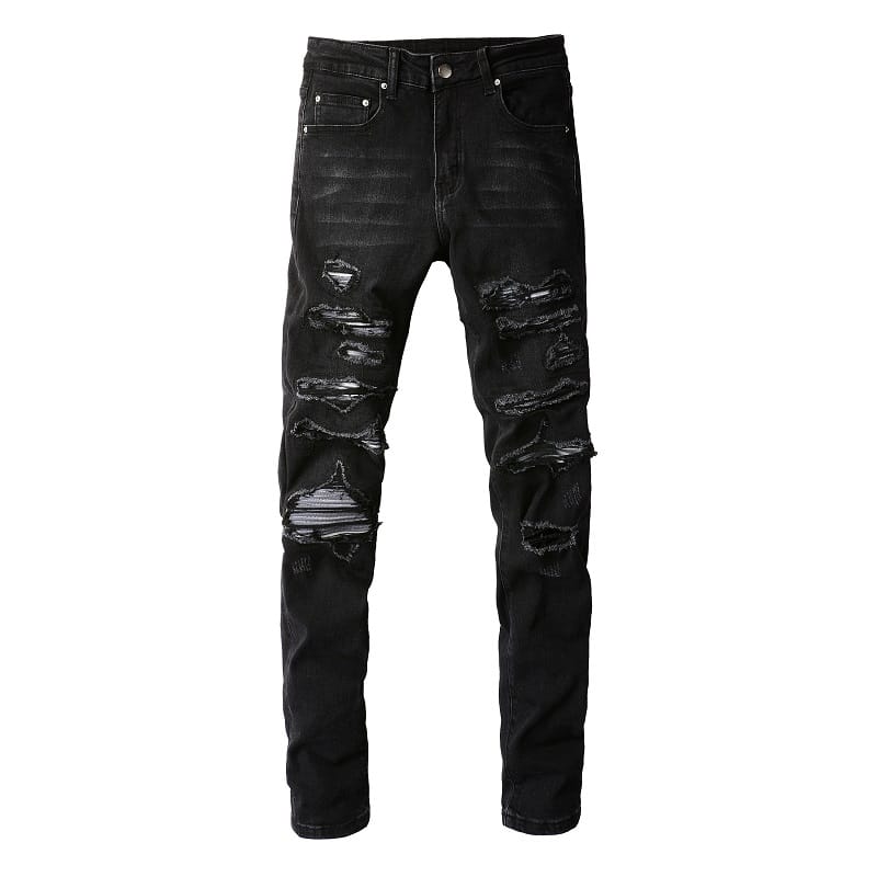 Total Black Destroyed Denim Jeans