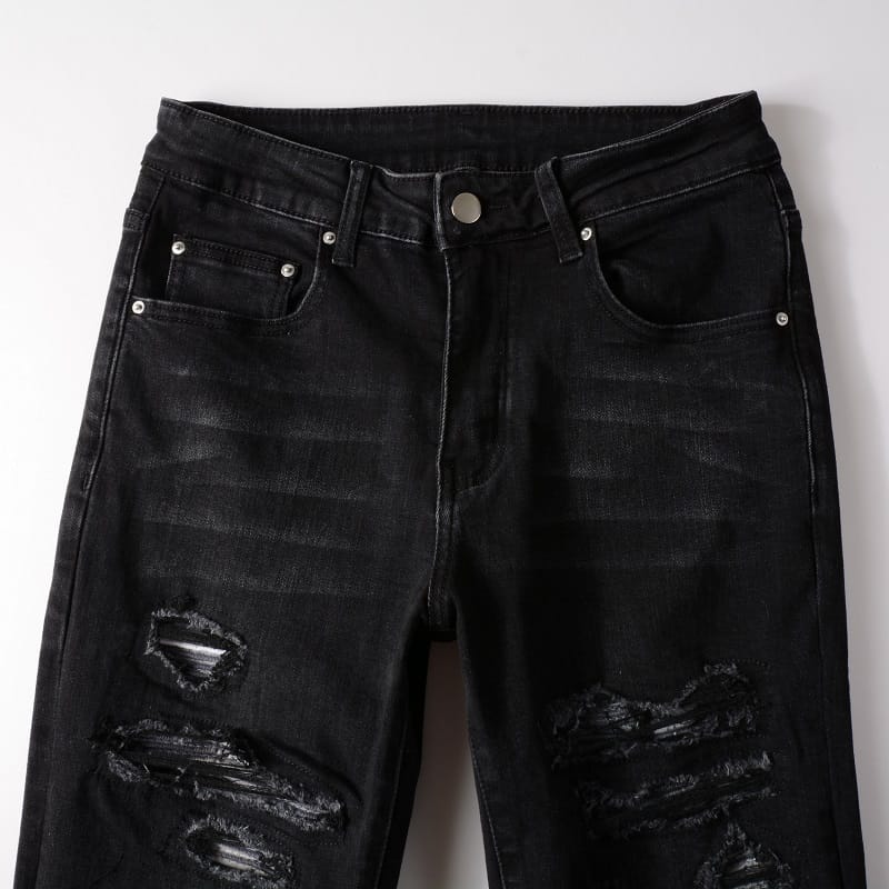 Total Black Destroyed Denim Jeans