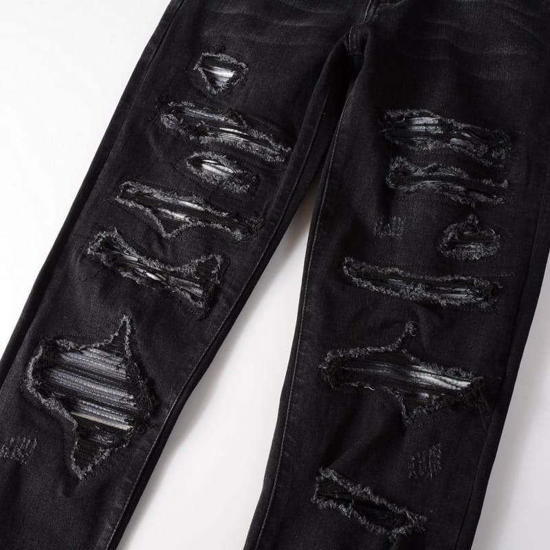 Total Black Destroyed Denim Jeans