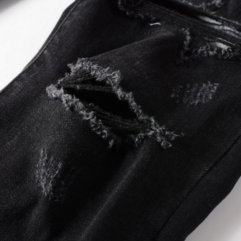 Total Black Destroyed Denim Jeans