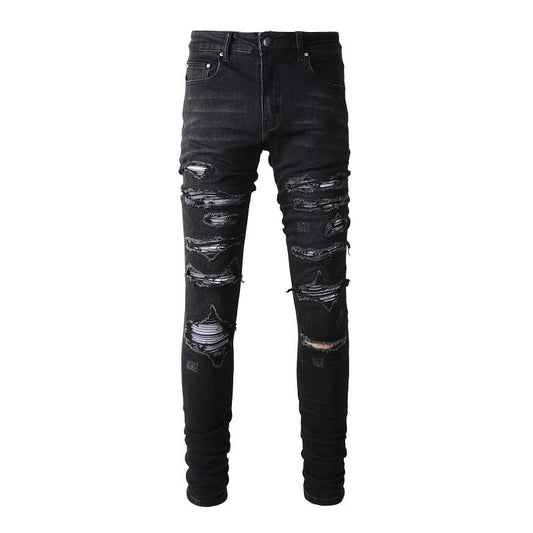 Total Black Destroyed Denim Jeans