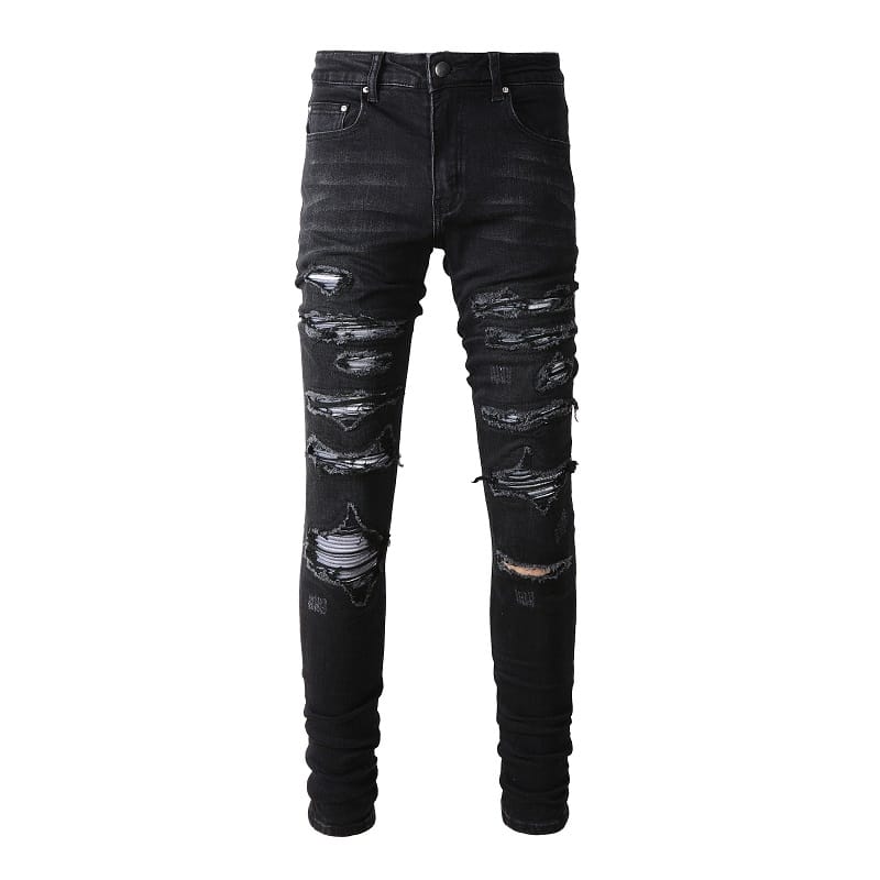 Black and Grey Patched Jeans