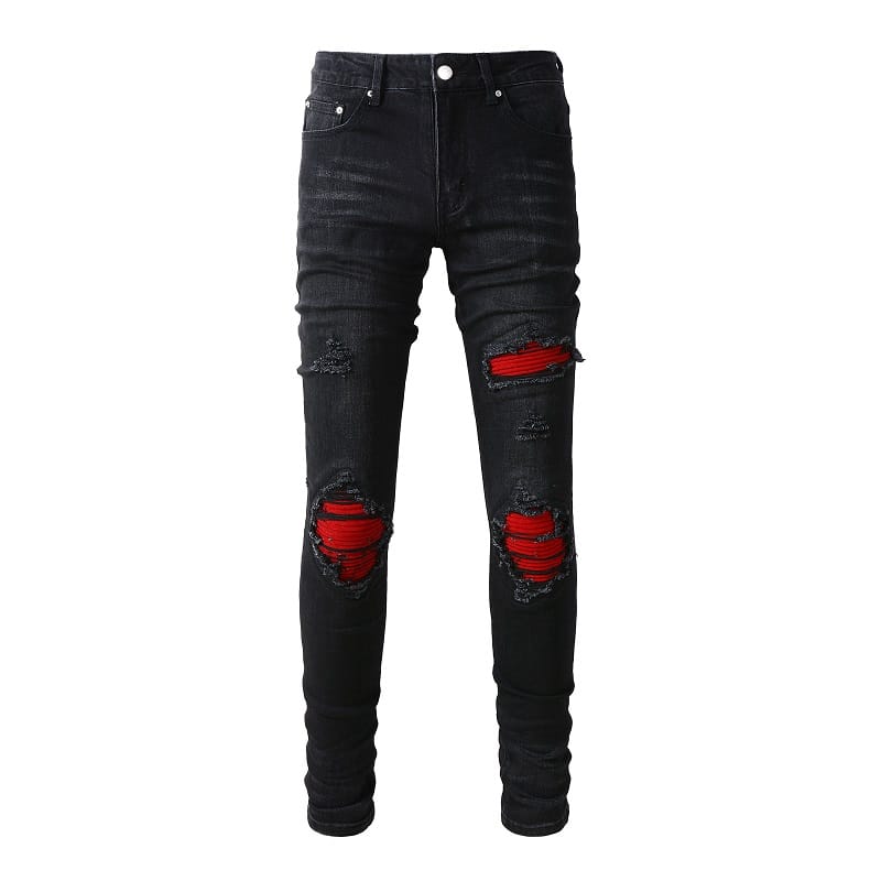 Red Patched Jeans