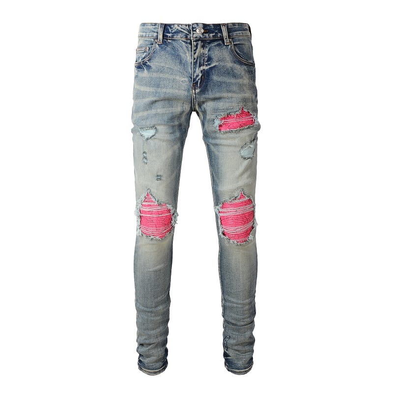 Pink Patched Jeans