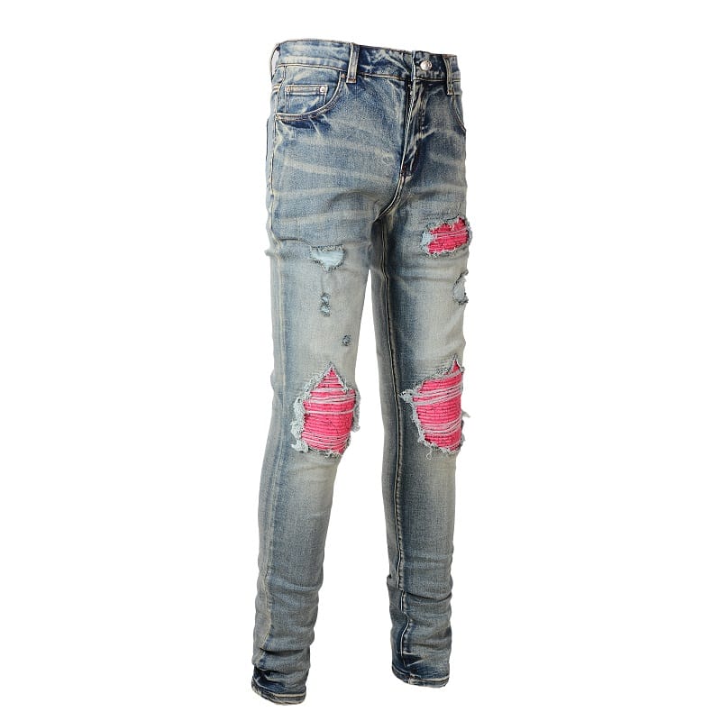 Pink Patched Jeans