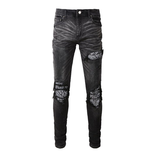 Grey Patched Bandana Jeans