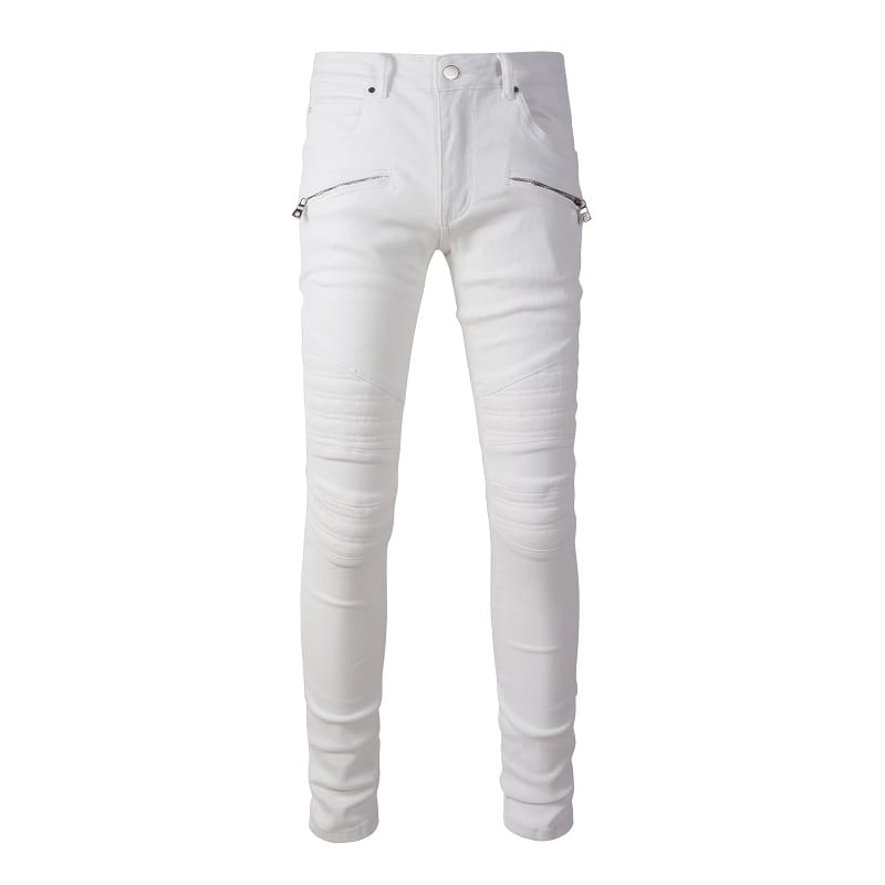 Zipped White Biker