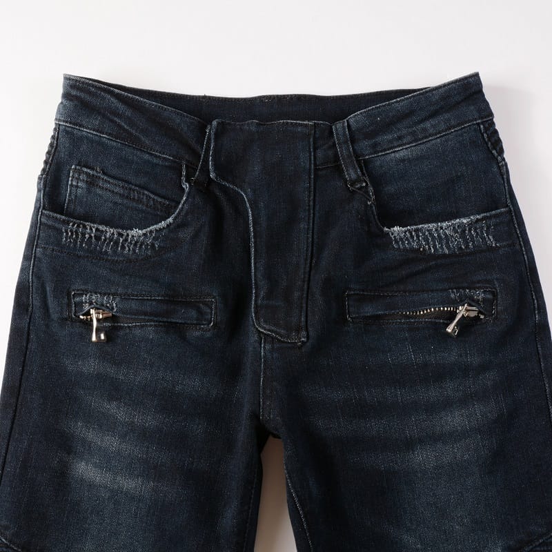 Dark Blue Biker Jeans