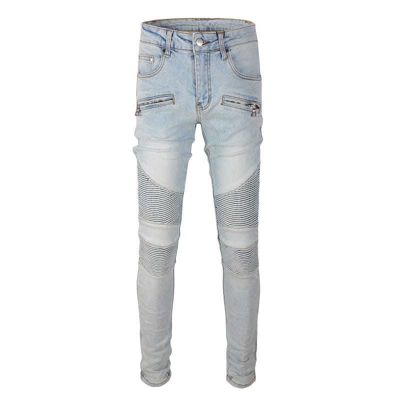 Clear Double Biker Jeans