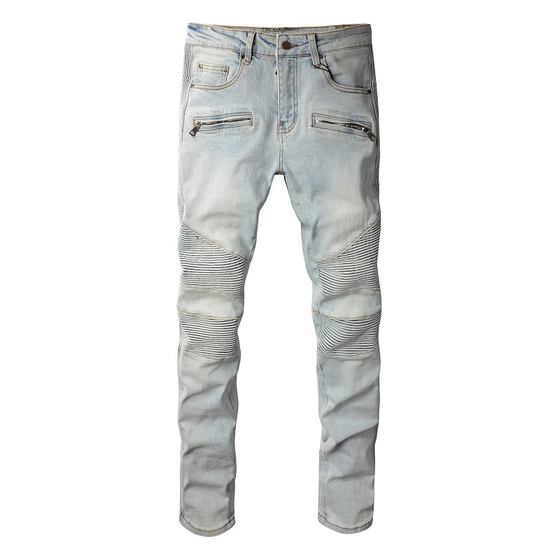 Clear Double Biker Jeans